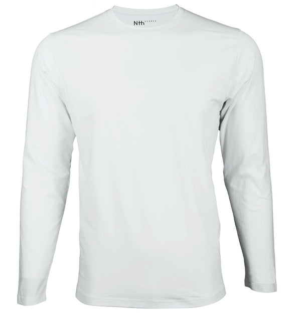 White Crew Long Sleeve Under Tee in Pima Cotton